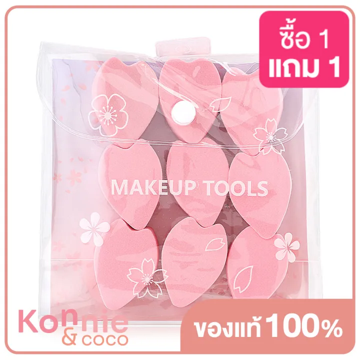 oni-sakura-make-up-rubber-sponge-9pcs-พัฟฟองน้ำแต่งหน้ารูปทรงกลีบดอกไม้-สีชมพูซากุระ-9-ชิ้น