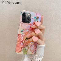 เคสโทรศัพท์ใหม่สำหรับ Redmi 12เคสแฟชั่นบลูนิ่มภาพสีน้ำมันลายดอก + สร้อยข้อมือความรักสำหรับ Mi Redmi 12