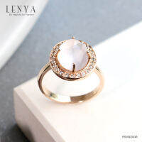 Lenya Jewelry แหวนโรสควอตซ์ (Rose Quartz ) ตัวเรือนเงินแท้ 925 ชุบพิงค์โกลด์ ล้อมรอบด้วย White Toapz เสริมเสน่ห์โดดเด่นในเรื่องความรัก หนุนนำมิตรภาพ