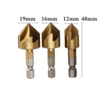 【☸2023 New☸】 renguangz282585 3ชิ้น6ชิ้นไฮสปีดแชมเฟอร์ Countersink หัวเจาะสว่าน1/4 "ก้านหกเหลี่ยม90องศาคัตเตอร์ตัดไม้6มม.-19มม.