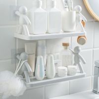 【LZ】☫∋  Prateleiras de banheiro No-drill Corner Plastic Shelf Shower Storage Rack Holder para Kitchen Toilet Organizer Acessórios do banheiro