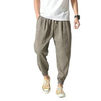 Summer Cotton Linen Harem Men Pants Chinese Style Joggers Men Casual Lightweight Ankle-length Male Trousers Sweatpants