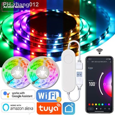 TUYA LED Strip Lights With Remote 5V 5M/16.4ft USB RGB LED Smart Wifi Flexible Tape Lights work with Alexa Google Assistant