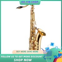 Bb Tenor Saxophone Sax Brass Body Gold Lacquered Surface Woodwind Instrument with Carry Case Gloves Cleaning Cloth Brush Sax Neck Straps