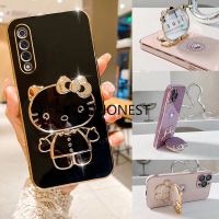 [On1ine 3C Digital} เคส A50 Samsung Galaxy A21S เคส A20S เคส A30 A20 A12การ์ตูนอะนิเมะน่ารักกระจกเงาโต๊ะเครื่องแป้ง Hello Kitty ที่วางโทรศัพท์กับแผ่นโลหะเลเซอร์ TK