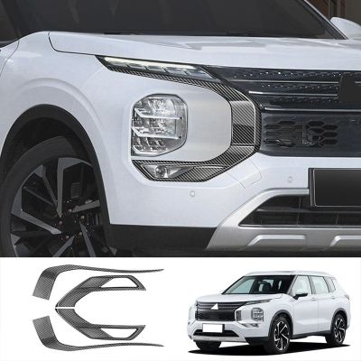 For Mitsubishi Outlander 2022 2023 Front Fog Lights Cover Headlights Grille Stickers Trim Accessories - ABS