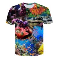 TEXSummer New 3D Underwater World Printed MenS T-Shirt Fashion Casual Holiday T-Shirt Sweat-Absorbing Breathable Oversized T-Shirt