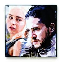 Jon Snow &amp; Daenerys แม่มังกร แดเนรีส &amp; จอน สโนว์ ซีรี่ย์ Game of Thrones GOT รูปภาพ​ติด​ผนัง​ pop art ​พร้อมกรอบและที่แขวน กรอบรูป​​ ของขวัญ