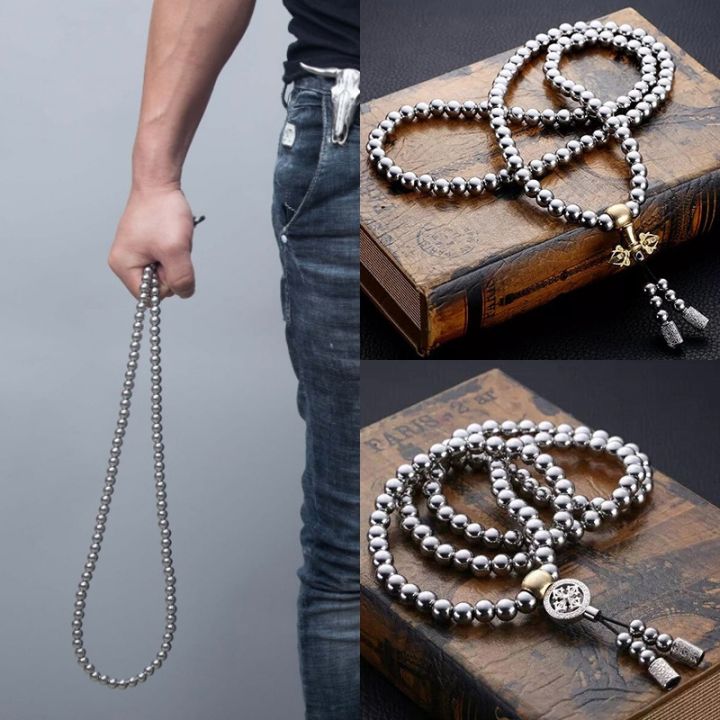 tactical-8mm-steel-chain-118-128-ps-buddha-beads-self-defense-hand-bracelet-necklace-edc-outdoor-tools-self-protection-survival
