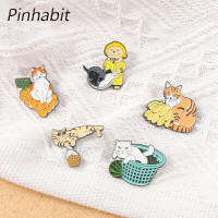 Pinhabit Kitties ในกล่องเคลือบฟัน Pins จับปลาส้มแตงโมเข็มกลัด