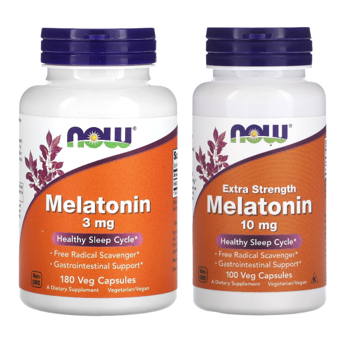 NOW Foods, Melatonin, 3 Mg, 180 Veg Capsules Or 10 Mg, 100 Veg Capsules ...