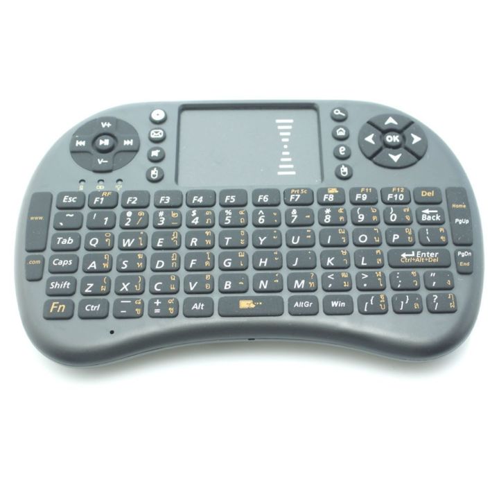 คีย์บอร์ดไร้สาย-คีย์บอร์ด-smart-tv-mini-wireless-keyboard-touchpad-battery-charge-ได้-แป้นพิมพ์ไทย-สีดำ-สำหรับ-android-tv-box-smart-tv-mini-pc-windows-black
