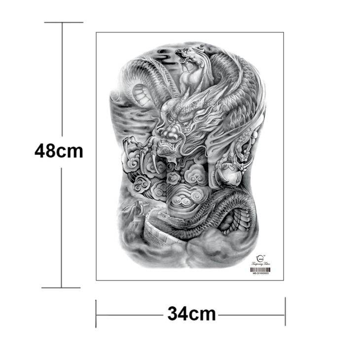 สติกเกอร์รอยสักชั่วคราวกันน้ำเต็มตัวหลังใหญ่สำหรับผู้ชายปีกมังกรสุดเจ๋งลายสักเสือหน้าอกปลอมขนาดใหญ่สำหรับผู้หญิงแฟชั่น