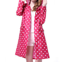 Hooded Water-repellent Fashion Polka Dot Raincoat 98 cm Long Raincoat Foldable Poncho Waterproof Windbreaker Women Raincoat