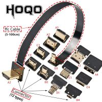 HDMI-compatible FPV HDMI Flat Ribbon Cable UP/Down Angle Micro HDMI to HDMI 90 Degree Flexible 20pin Plug HDMI Raspberry Pi 4 Wires  Leads Adapters