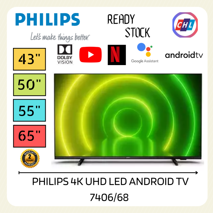 Philips 4K UHD LED ANDROID TV (43"/50"/55"/65") 43PUT7406/68 50PUT7406