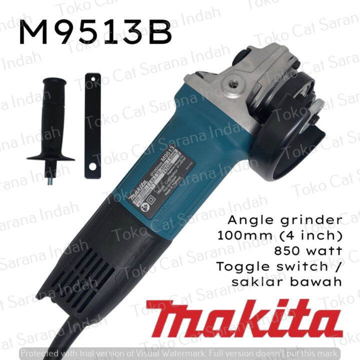 MAKITA M9513B ANGLE GERINDER MESIN GERINDA TANGAN 4 INCH 100MM 850 WATT ...