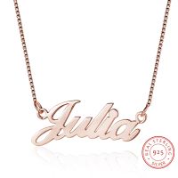 ✣❡☒  Personalized 925 Sterling Sliver Name Necklaces Fashion gold Color Pendant Engagement Jewelry Promised for