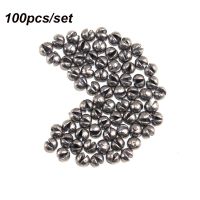 TU3Y 100Pcs กระสุนกลม Line Sinkers น้ำหนัก Sinker ขั้วต่อตะขอ ตกปลาตะกั่วตก เปิดปาก