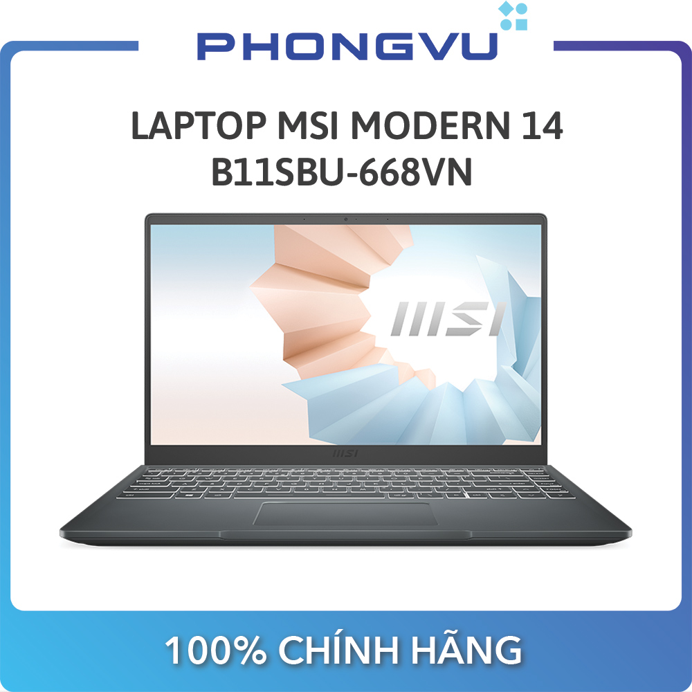 Laptop MSI Modern 14 B11SBU-668VN (14 inch FHD/i5-1155G7/8GB/512GB SSD/MX450/Win 10 Home) (Xám)