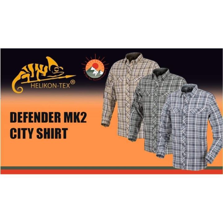 เสื้อเชิตลายสก็อต-helikon-tex-แนว-tactical-ผ้ากัน-uv-แขนยาว-defender-mk2-city-shirt