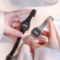 Small silver watch square niche digital electronic watch female ins high-looking junior high school student student party small black watch
