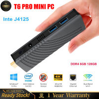 T6 Pro PC Stick 6G 128G Mini PC Intel Celeron J4125 TV Stick Win10 Linux USB 3.0 BT 5.0 Dual WIFI 2.4G+5.8G 12V 2.5A RJ4