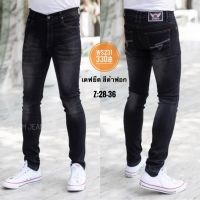 [Denim Jeans] กางเกงยีนส์ชาย ขาเดฟยืด ยีนส์ผู้ชาย  รุ่นWS231 ยีนส์ดำฟอก แต่งกระเป๋าหลัง กางเกงยีนส์เนื้อผ้าดีมีสไตล์ เนื้อผ้ายืดเล็กน้อย