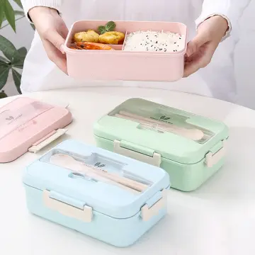 Bento Box For Kids Adults Lunch Box With 3 Compartment, Wheat Fiber Leak  Proof Food Container With Spoon & Fork,1200ML Lunch Boxes Containers For  Men