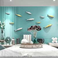 2021 Creative Wall Decoration pendant 3D electroplating fish wall paste restaurant TV background wall fish wall decoration