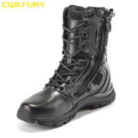 Cqb.fury ยอดแมงมุมสีดำบุรุษต่อสู้ MilitaryBoots แข็งระบายอากาศยุทธวิธี ZipperBoots ไมโครไฟเบอร์ยางกองทัพ Bootsize38-46