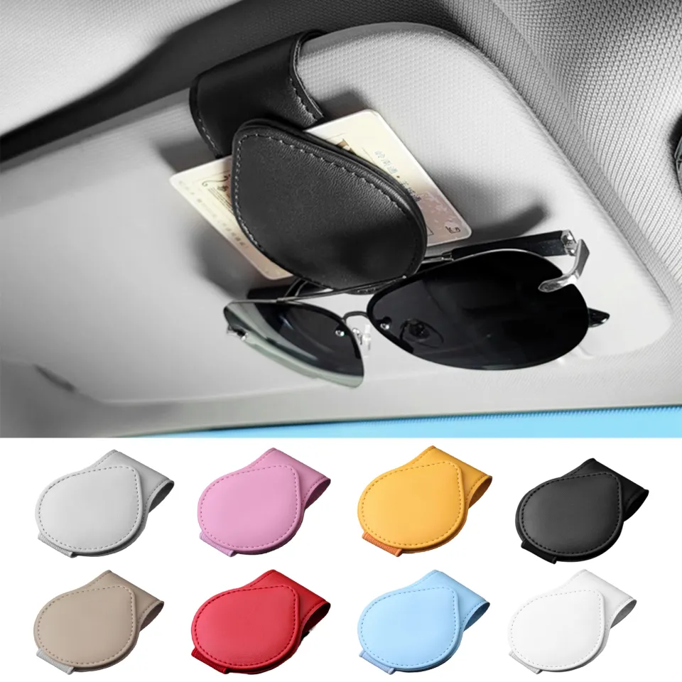 Bling Sunglasses Holder for Car, Leather Magnetic Buckle Sun Visor