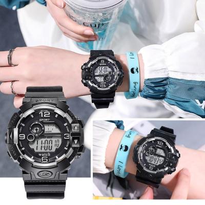 นาฬิกาคู่รักนักเรียนนาฬิกา LED กันน้ำอเนกประสงค์นาฬิกาข้อมือเล่นกีฬาเรียบง่าย Elektronik Jam Tangan D8A7