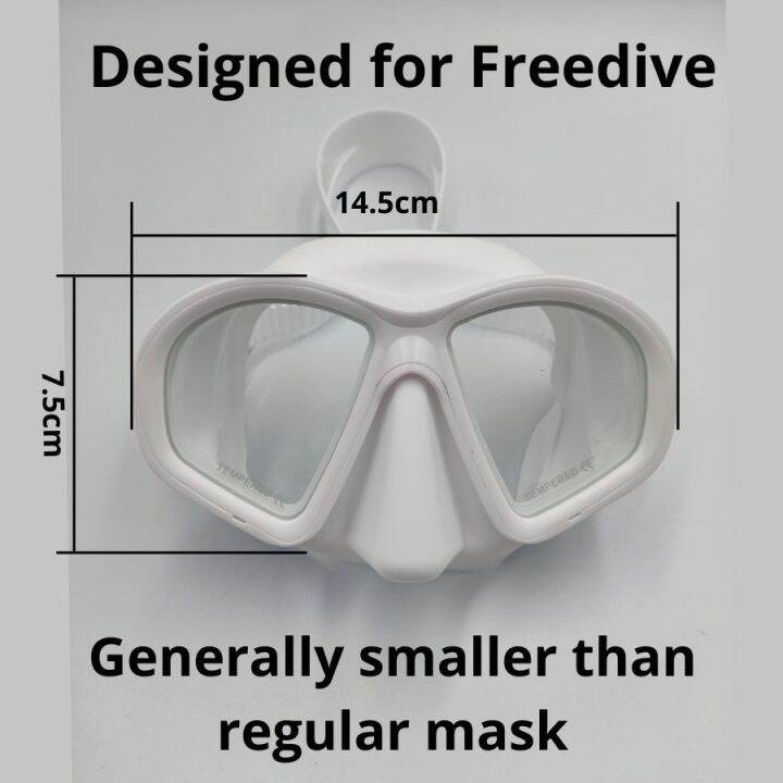 Kyro Tempered Glass Low Volume Freediving Mask with J-type Snorkel and ...