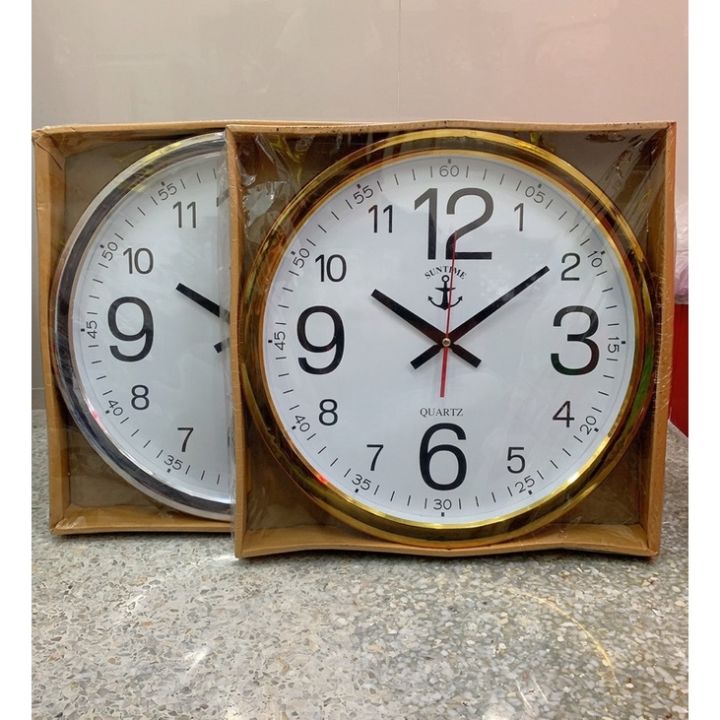 นาฬิกาติดผนัง-สมอ-รหัส-1614-นาฬิกาแขวน-ทรงกลม-ขนาด16นิ้ว-นาฬิกาแขวนติดผนัง-นาฬิกา-ตราสมอ-หน้าปัดกระจก-มองเห็นตัวเลขชั