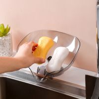 Leaf Shape Soap Box Bathroom Shower Drain Soap Holder Plastic Suction Cup Sponge Storage Plate Tray Dish Kitchen Supplies Soap Dishes