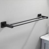 Black Double Bar Towel Holder Towel Bar Wall Mount Bathroom Towel Clothes Hanger Bathroom Accessory