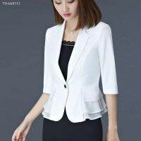 ✇ Three-Quarter sleeve Mesh Professional Blazer OL Jacket Women 39;s Short 2022 New Design Sense Suit Summer White Sun Protection Coa