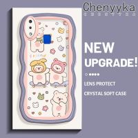 เคส Chenyyyka สำหรับ VIVO Y91 Y95 Y91i การ์ตูนหมีน่ารักสร้างสรรค์เคสโทรศัพท์โปร่งใสครีมป้องกันเลนส์กล้องกล่องกันกระแทกใสซิลิโคนนิ่ม