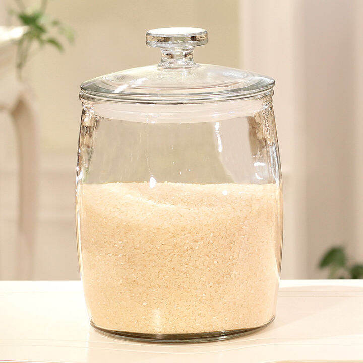 Food Storage Ceramic Rice Jar Kitchen Rice Bucket Ceramic Pot Household Moisture-proof Grain Container Flour Storage Container Sealed Exquisite