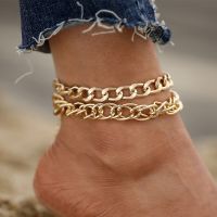 Modyle Hiphop Gold Color Double Layers Chain Anklets For Women Punk Ankle Bracelet Leg Foot Chain Anklets Jewelry Gifts