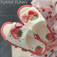 Spring Home Slippers Linen Cotton Women Sandals Indoor Home Shoes Non-slip Slides Ladies Strawberry Korean Style Woman Shoe
