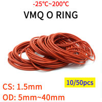 Onto 2023 March1050pcs Red VMQ Silicone or Ring CS 1.5mm OD 5 ~ 40mm Food Grade Waters Proof Washer Rubber Insulate Round O Shape Seal Gasket