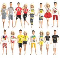 NK 2 Pcs /Set New Daily Casual Couple Doll Dress For Barbie Doll Accessories Boy Girl Clothes Gift Toy For Ken Doll JJ