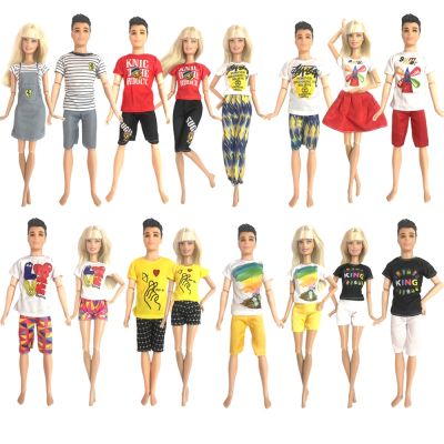 NK 2 Pcs /Set New Daily Casual Couple Doll Dress For Barbie Doll Accessories Boy Girl Clothes Gift Toy For Ken Doll JJ
