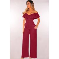 womens new style y slim off shoulder falbala jumpsuit