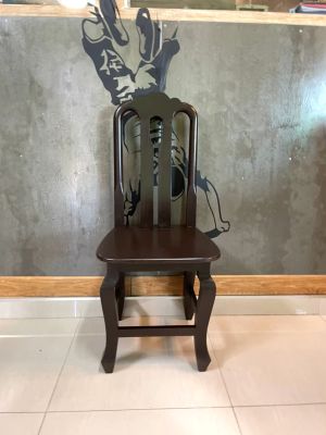 เก้าอี้พนักพิงดอกจิก สีโอ๊ด ขนาด 45*45 สูง90cm. เก้าอี้ เก้าอี้ไม้สัก เก้าอี้มีพนัก เก้าอี้มีพนังพิง  เก้าอี้ไม้