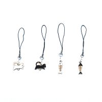 2021 New Design 1 Piece High Quality Metal Cat Fish Mobile Phone Strap Keychains Decoration Kawaii Lanyard Wrist Keychain