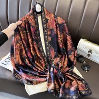 ☫☋ Luxury brand Autumn and winter women New style Fashion Color matching Print silk scarf lady Popular headcloth beach shawl