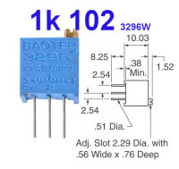 (5ชิ้น)VR เกือกม้า 1 Kohm (102) 3296W Trimpot Variable Resistor (Trimmer Potentiometer)